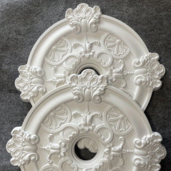 1pc PU Round Carved Lamp Holder Gypsum Ceiling Disc Shape Lamp Plate