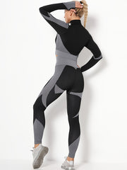 Textured Long Sleeve Top & Leggings Fitness Set