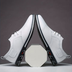 Men's Casual Business Breathable Walking Shoes Comfy Lace Up PU Shoes