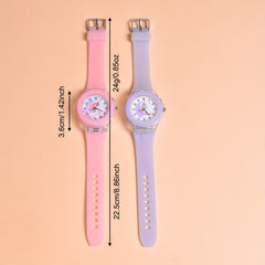Set of 2 Student LED Luminous Watches with Cartoon Animal Patterns for Girls