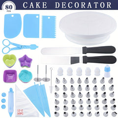 80pcs Cake Decorating Supplies Kit With Cake Turntable Cake Leveler