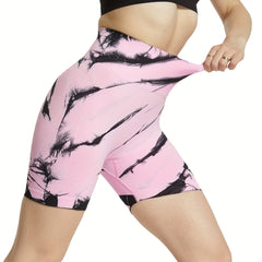 High Stretch Tie Dye Yoga Shorts for Women