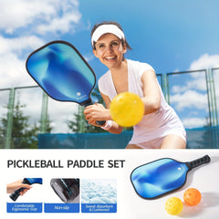 SHOLLAR Fiberglass Pickleball Set with 2 Rackets, 4 Balls, Bag