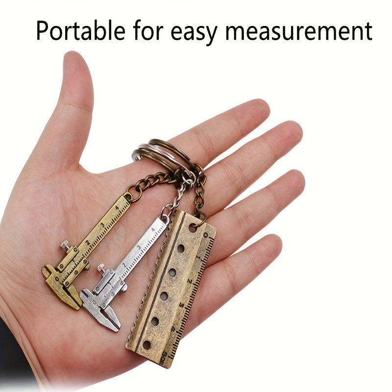 Mini Zinc Alloy Keyring Measuring Tool Bronze Keychain Pendant