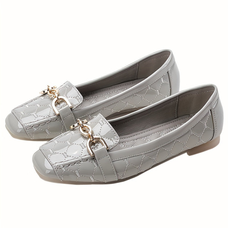Women's Casual Geometric Pattern Ballet Shoes Slip On Lightweight Metal Decor