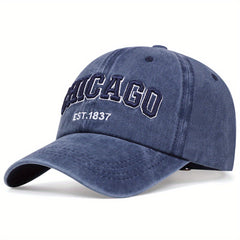 Chicago Embroidery Baseball Cap Vintage Washed Distressed Dad Hat U