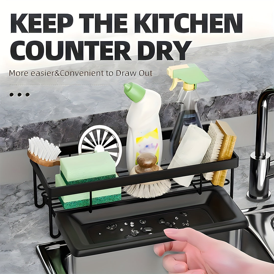 Metal Kitchen Drain Rack Sink Storage Rack Faucet Sponge Cloth Storage