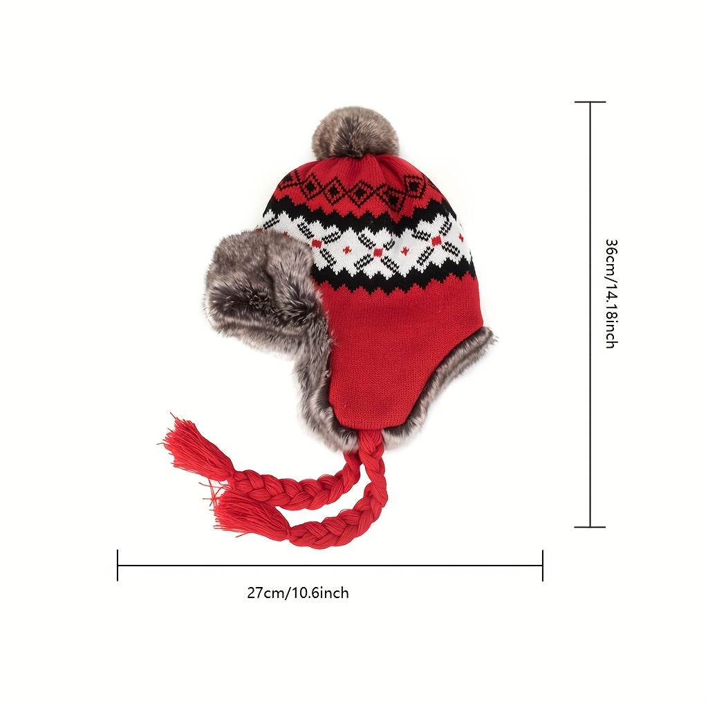 Ear Protection Plush Knited Wool Cap for Men and Women
