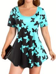 Colorblock Butterfly Print Top & Leggings Set