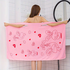 Cartoon Printed Wearable Bath Towel Quick Drying Spa Wrap Towel