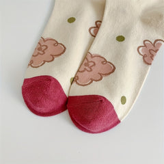 5 Pairs Floral Print Socks Mid Tube Women's Stockings