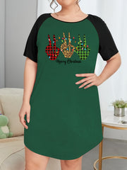 Christmas Skeleton Hand & String Lights Print Raglan Tee Sleep Dress