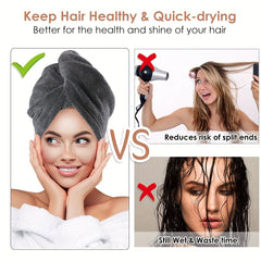2pcs Bamboo Fiber Hair Drying Cap Double layer Thickened Hair Towel