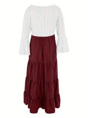 Bell Sleeve Corset Maxi Dress