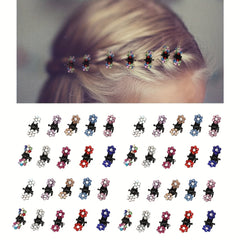 24pcs Glitter Rhinestone Flower Hair Clips for Women Girls