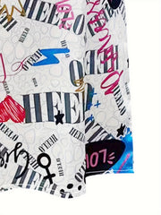 Sexy Nightdress Women's Plus Kiss & Letter Print Contrast Round Neck