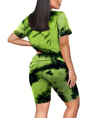 Tie Dye Crop Top & Shorts Set