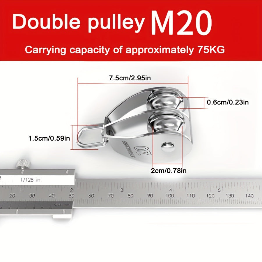 304 Stainless Steel Lifting Pulley Fixed Pulley Single/Double Wheel Hook Tool