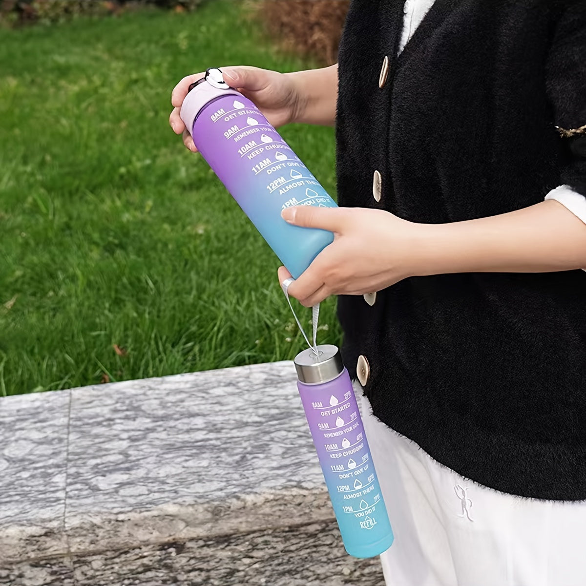 3pc Set Plastic Water Bottles High Temp Resistant Gradient Portable Outdoor