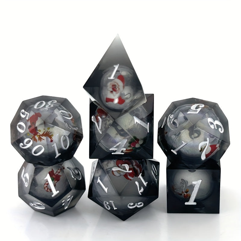 Christmas Resin Liquid Dice Set - Desktop Entertainment Game Accessories
