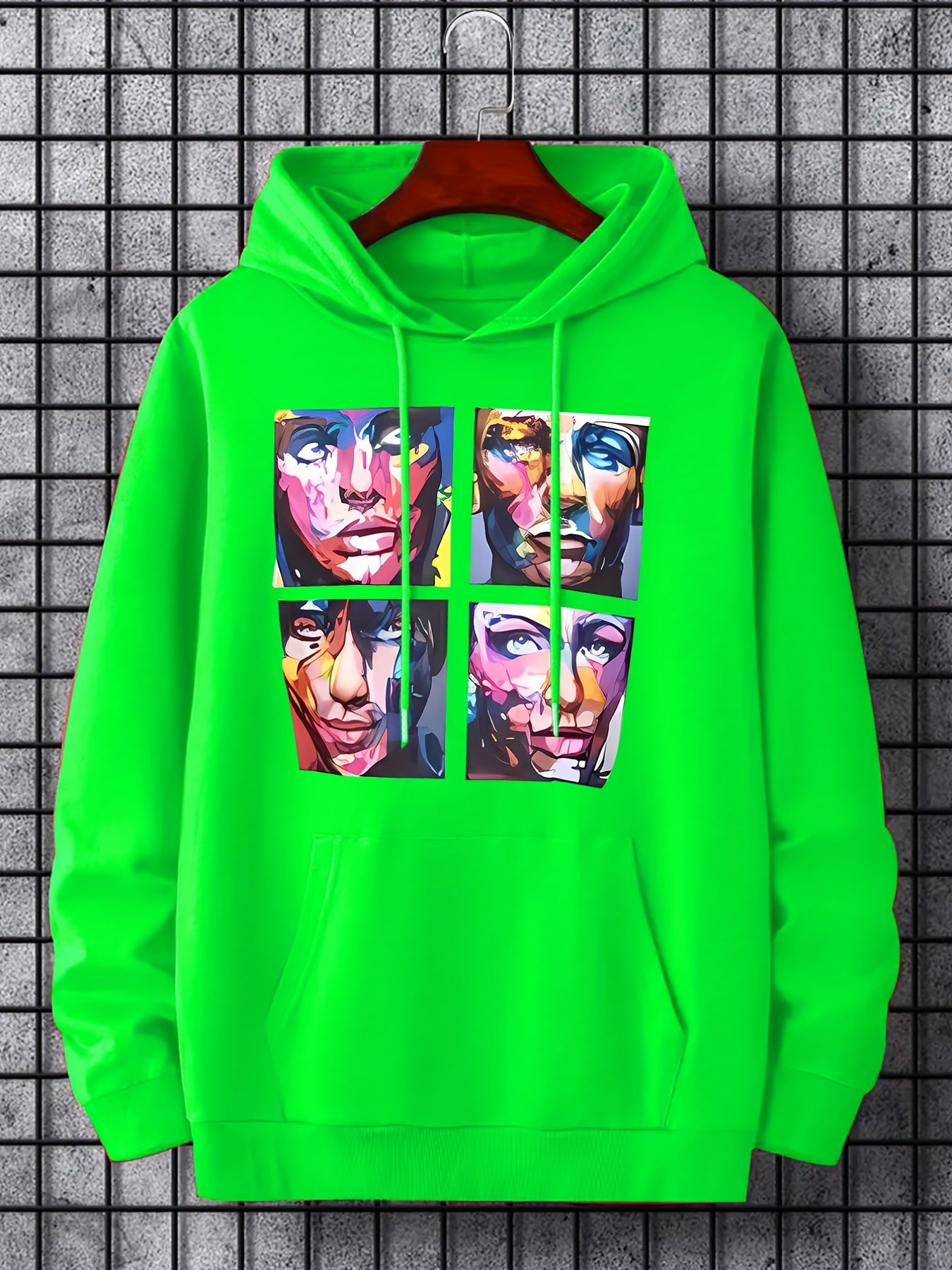 Faces Print Hoodie For Men