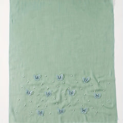 Butterfly Embroidered Scarf Pearl Decorated Thin Fringed Shawl