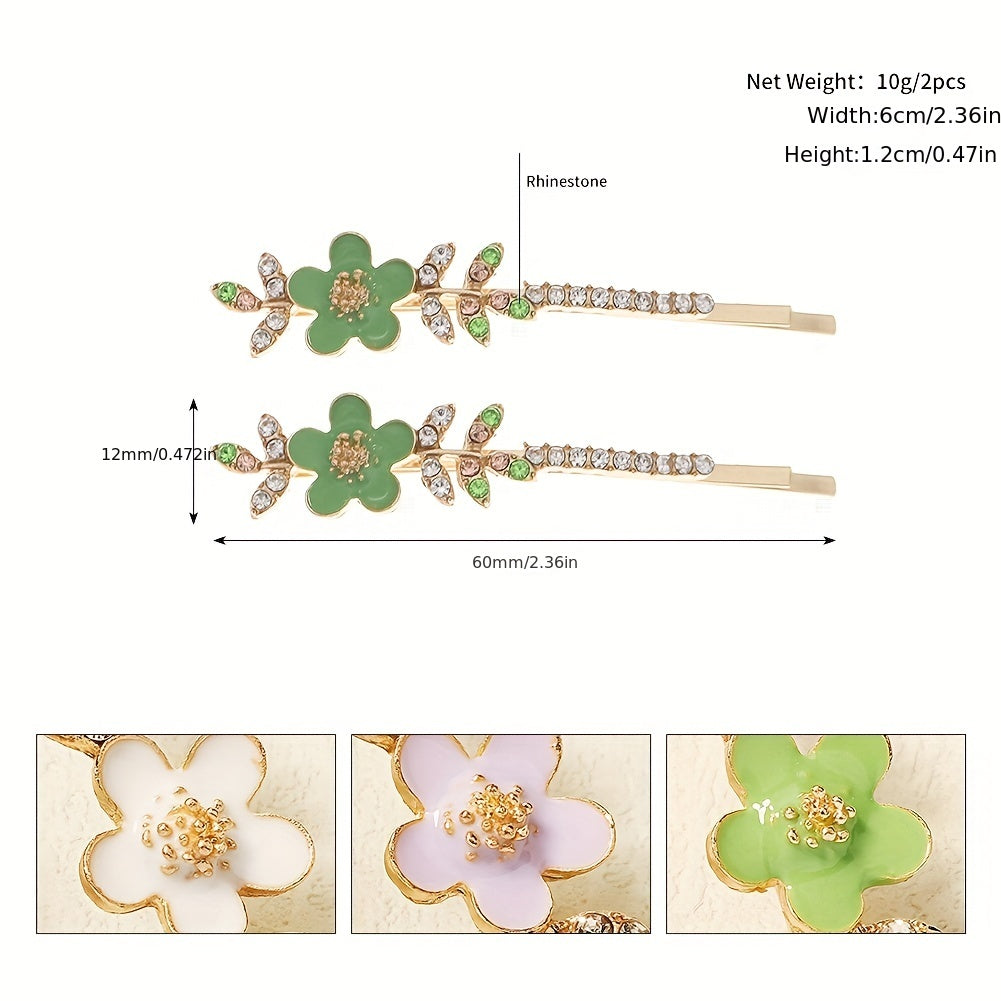 Rhinestone Flower Bobby Pin Head Jewelry Hair Accessories Small Gift