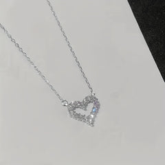 Heart Pendant Necklace Faux Diamond Collar Chain Necklace for Girl Daughter