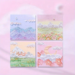 4pcs Painting Style Sticky Notes Set For Girls