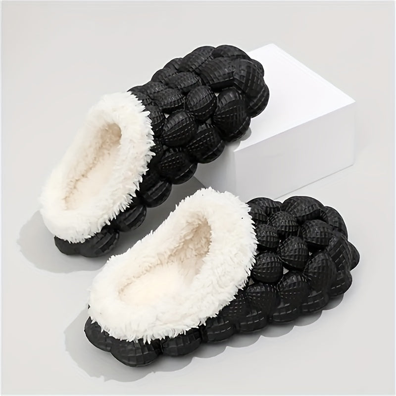 Men's Warm Bubble Slides with Fleece Causal Slippers