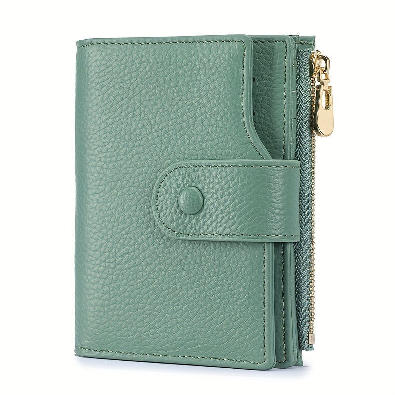 Women's Leather Bi-Fold Wallet with Zippered Coin Pocket