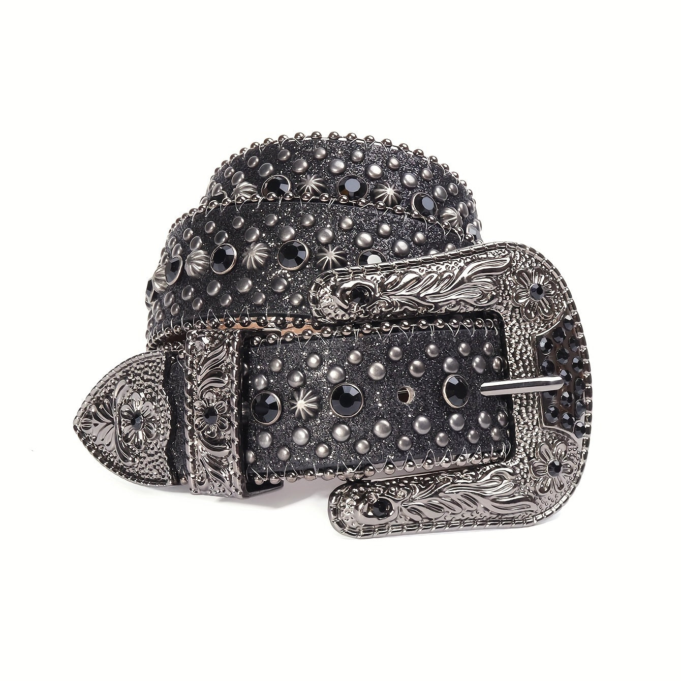 Sparkle Rhinestone Western Cowboy Leather Belt for Jeans Dress