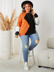 Colorblock Round Neck Sweater Women's Plus