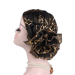 Flower Pleat Beanie Hat Cap Turban Head Wrap For Long Thik Hair