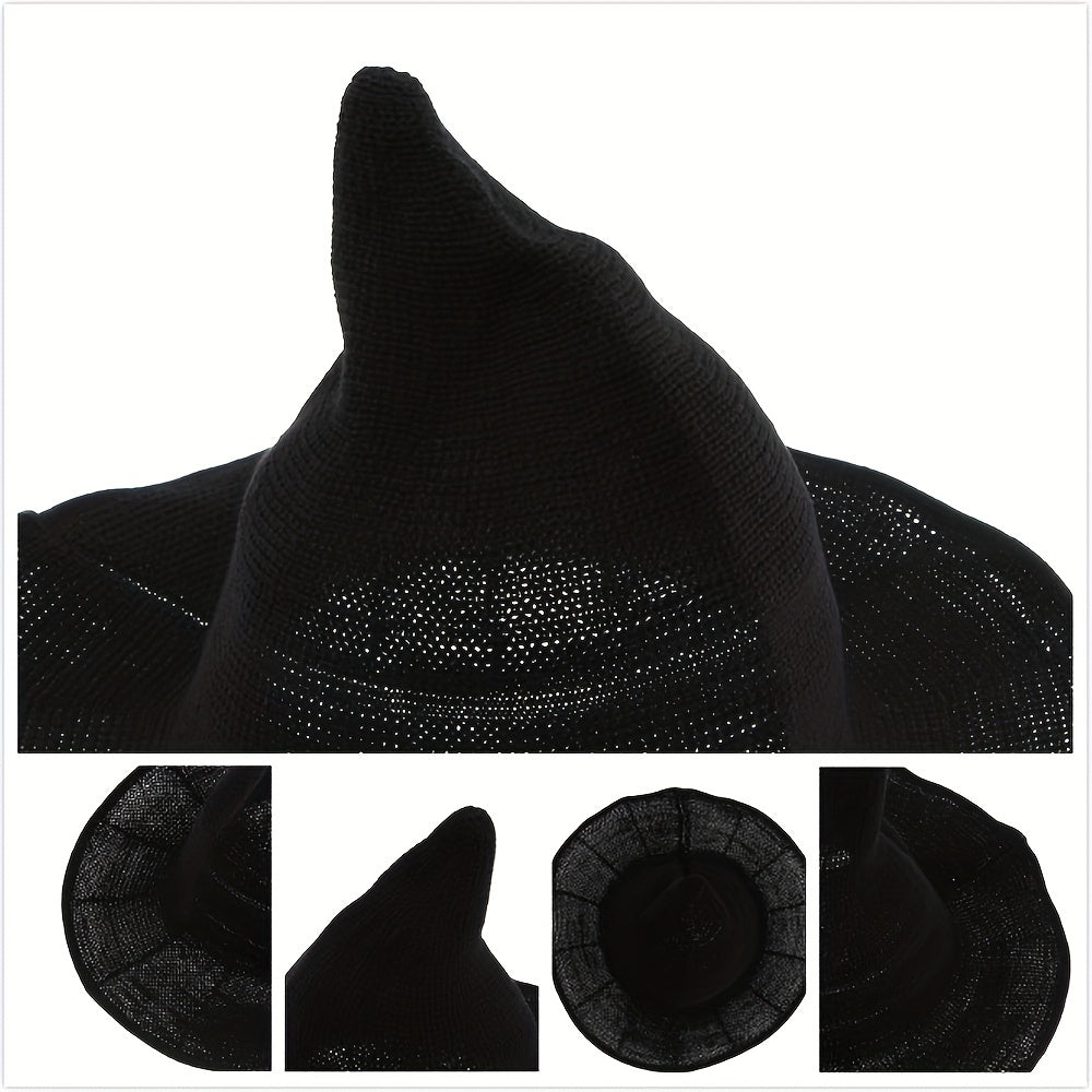 Gothic Witch Wool Knit Hat for Halloween Parties