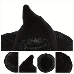 Gothic Witch Wool Knit Hat for Halloween Parties