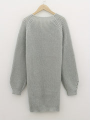 Casual Knit Dress Solid Grommet Long Sleeve