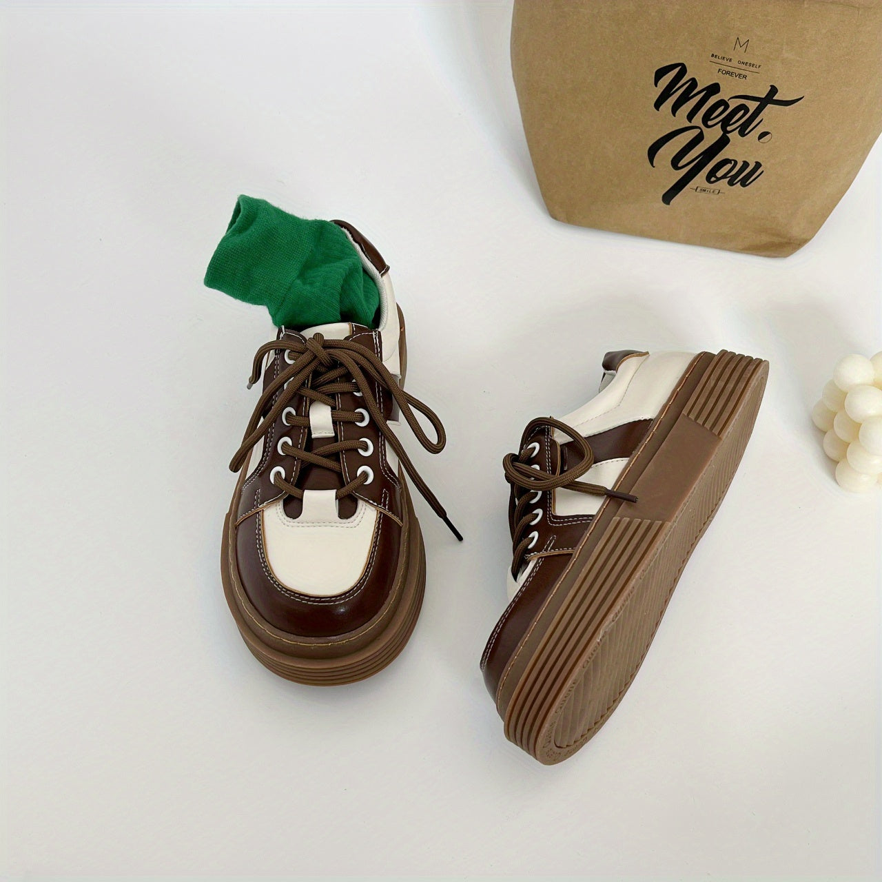 Women's Colorblock Lace-Up Platform Oxfords