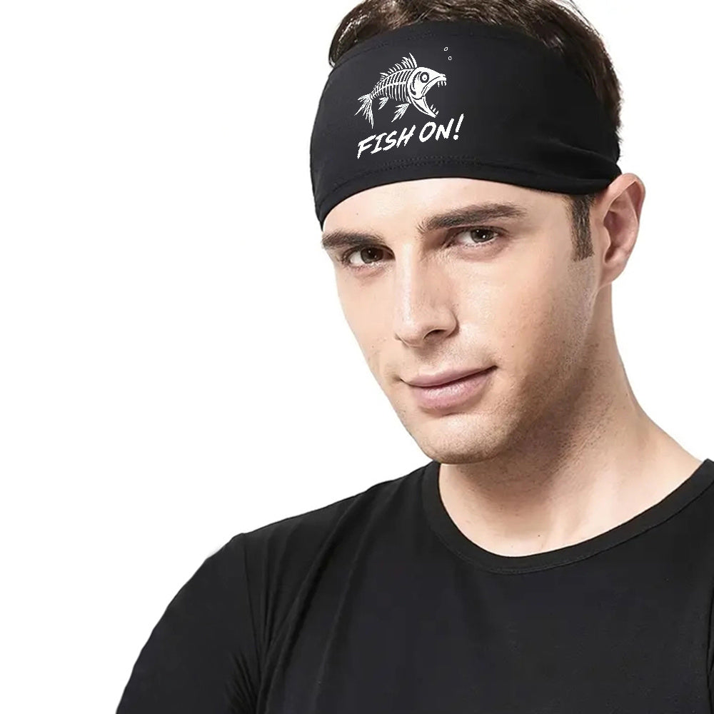 Men's Fish Skeleton Sports Headband Breathable Mesh for Fitness Workouts