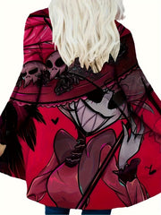Halloween Goth Cardigan Women's Plus Skull Print Long Sleeve