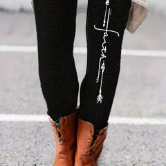 Letter & Graphic Print Skinny Leggings