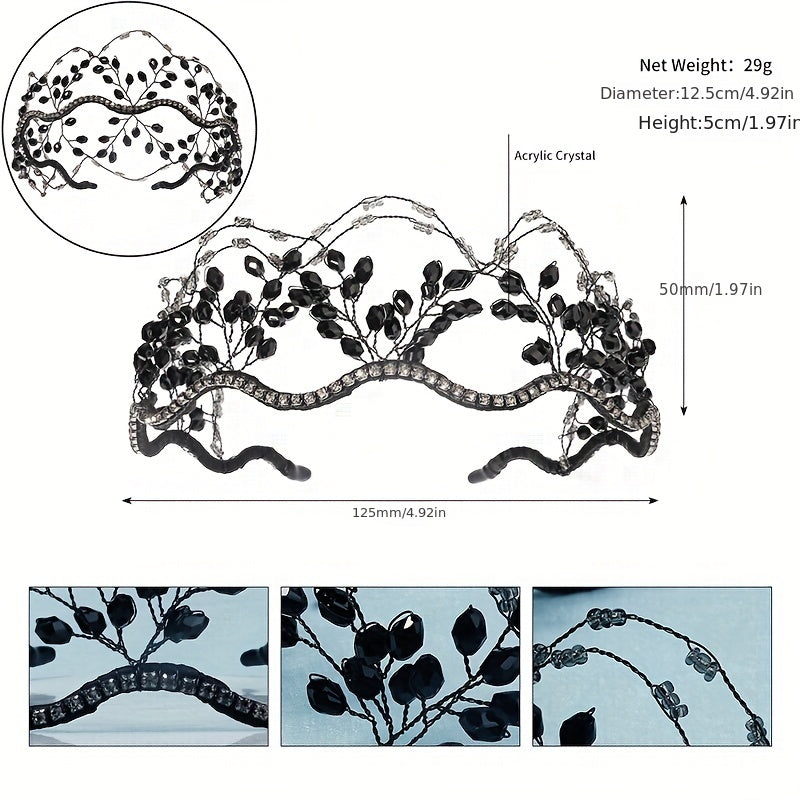 Crystal Crown Hair Hoop Mesh Beaded Hairbands Wedding Bridal Tiaras