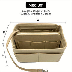 Felt Purse Organizer Insert with Zipper & Key Holder