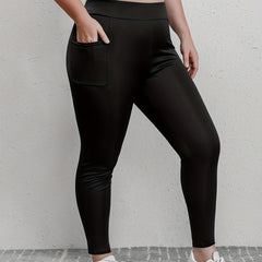 Basic Leggings Women's Plus Plain High Rise Leggings