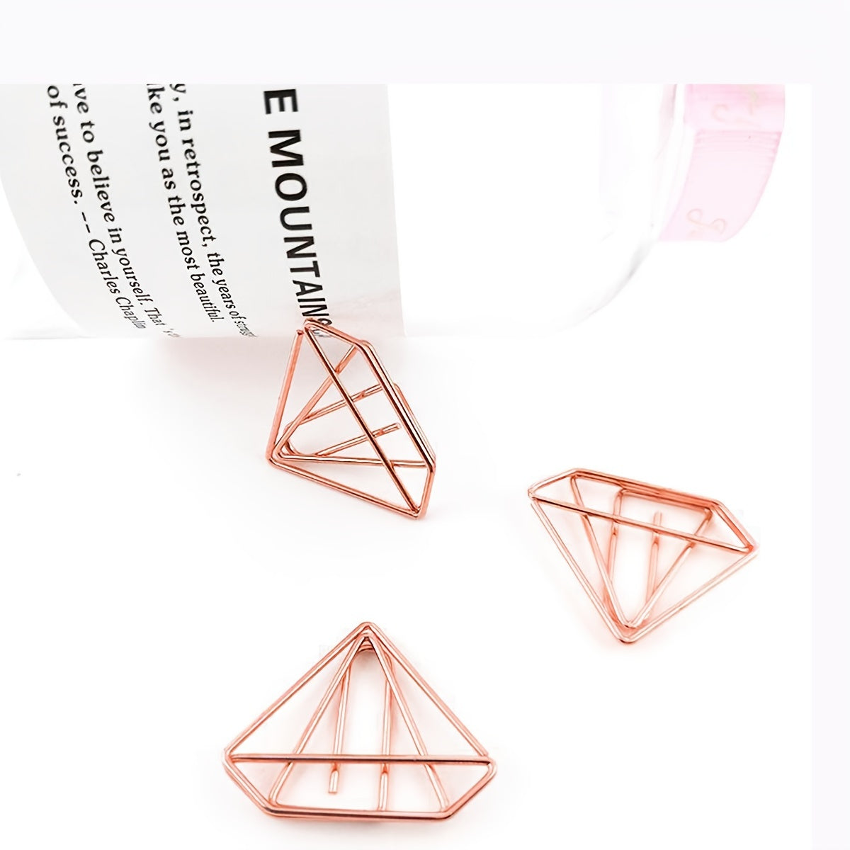 5pcs Rose Golden Diamond Paper Clip Label Clip Student Gift Stationery