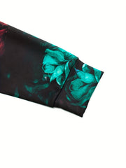 Skulls And Roses Print Hoodie For Men