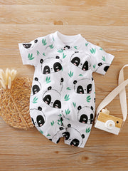 Baby Boy Panda Print Short Sleeve Romper