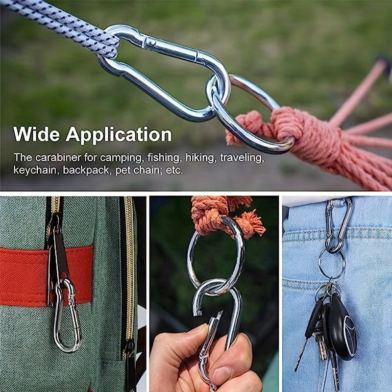 2pcs Stainless Steel Carabiner Clips for Outdoor Activities