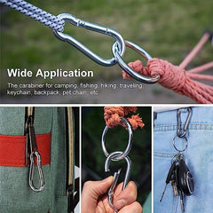 2pcs Stainless Steel Carabiner Clips for Outdoor Activities