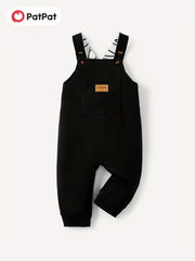 Baby Boy Waffle Letter Patched Overalls